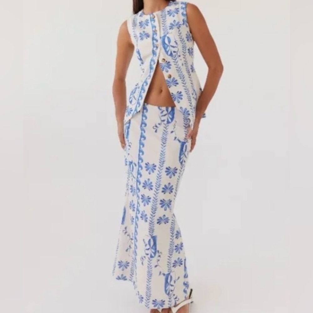 *NEVER WORN Peppermayo | Blue and White Maxi Set